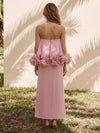 Chiffon A-Line Strapless Cocktail Dresses with 3D Flowers