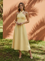 Jersey A-Line Halter Cocktail Dresses with 3D Flowers