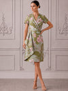 Jacquard A-Line V Neck Cocktail Dresses with Ruffles