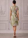 Jacquard A-Line V Neck Cocktail Dresses with Ruffles