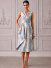 Jacquard A-Line V Neck Cocktail Dresses with Ruffles