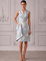 Jacquard A-Line Stand Collar Cocktail Dresses with Ruffles