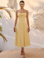 Chiffon A-Line Strapless Cocktail Dresses with Elegant Strapless Cowl Bust