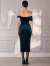 Velvet Bodycon Off Shoulder Cocktail Dresses with Elegant Folded Ruched Detail