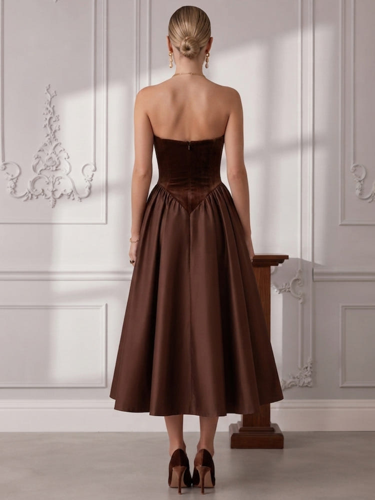 Velvet A-Line Strapless Cocktail Dresses with Corset Bodice