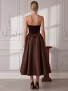 Velvet A-Line Strapless Cocktail Dresses with Corset Bodice