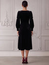 Velvet A-Line Square Neck Cocktail Dresses with Romantic Balloon Puff Long Sleeves