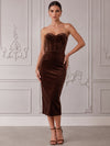 Velvet Bodycon Strapless Cocktail Dresses with Corset Bodice