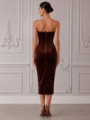 Velvet Bodycon Strapless Cocktail Dresses with Corset Bodice