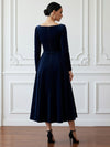 Velvet A-Line Square Neck Cocktail Dresses with Elegant Full‑Length Long Sleeves