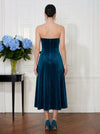 Velvet A-Line Strapless Cocktail Dresses with 3D Flowers
