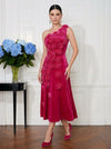 Velvet A-Line One Shoulder Cocktail Dresses with 3D Flowers
