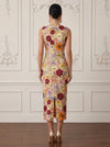 3D Flower Lace Sheath Boat Neck Cocktail Dresses with Slit