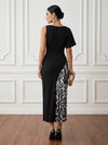 Jersey Sheath Boat Neck Midi Cocktail Dresses with Sequin