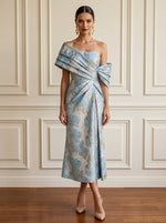 Jersey Sheath One Shoulder Midi Cocktail Dresses with Side Waist Ruched