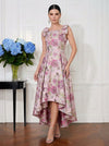 Jacquard A-Line Square Neck Midi Cocktail Dresses with Bow