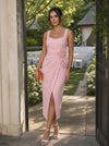Jersey Sheath Square Neck Midi Cocktail Dresses with Side Slit