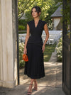 Chiffon A-Line V Neck Midi Cocktail Dresses with Wrap Blazer‑Style Bodice