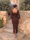 Jersey Sheath Square Neck Maxi Cocktail Dresses with 3D Flowers