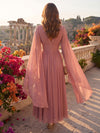Chiffon A-Line V Neck Midi Cocktail Dresses with Delicate Pleated