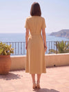Jersey A-Line V Neck Midi Cocktail Dresses with 3D Flowers