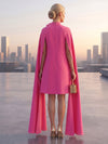 Jersey A-Line High Neck Midi Cocktail Dresses with Flowing Sash