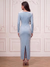 Velvet Sheath Square Neck Midi Cocktail Dresses with Corset Bodice