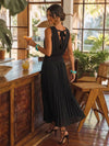 Chiffon A-Line V Neck Midi Cocktail Dresses with Delicate Pleated
