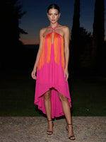 Chiffon A-Line Halter Midi Cocktail Dresses with Fringe