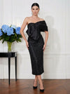 Sequin Sheath One Shoulder Midi Cocktail Dresses with Bow