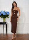 Jersey Sheath Strapless Midi Cocktail Dresses with Cutout