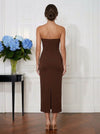 Jersey Sheath Strapless Midi Cocktail Dresses with Cutout