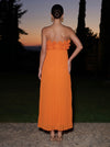 Chiffon A-Line Strapless Midi Cocktail Dresses with Ruffles