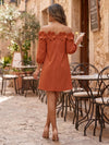 Jersey A-Line Off Shoulder Mini Cocktail Dresses with 3D Flowers