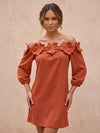 Jersey A-Line Off Shoulder Mini Cocktail Dresses with 3D Flowers