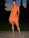 Jersey Sheath One Shoulder Mini Cocktail Dresses with 3D Flowers