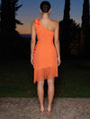 Jersey Sheath One Shoulder Mini Cocktail Dresses with 3D Flowers