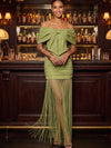 Jersey Bodycon Off Shoulder Maxi Cocktail Dresses with Oversized Bow
