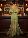 Jersey Bodycon Off Shoulder Maxi Cocktail Dresses with Oversized Bow