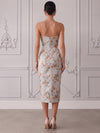 Jacquard Sheath Strapless Midi Cocktail Dresses with Slit