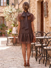 Organza A-Line High Neck Mini Cocktail Dresses with Ruched