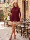 Chiffon A-Line High Neck Mini Cocktail Dresses with Delicate Pleated