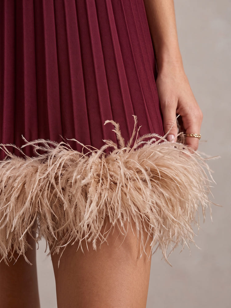 Chiffon A-Line High Neck Mini Cocktail Dresses with Delicate Pleated