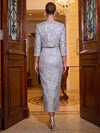 Jacquard Sheath Strapless Midi Cocktail Dresses with Jacket