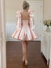 Satin A-Line Sweetheart Cocktail Dresses with Oversized Bow