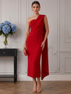 Jersey Mermaid One Shoulder Cocktail Dresses with Draped Side Sash