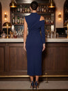 Jersey Sheath High Neck Cocktail Dresses with Cutout
