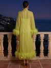 Tulle A-Line High Neck Cocktail Dresses with Sheer Chiffon Flowing Cape