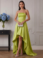 Satin A-Line Strapless Cocktail Dresses with Pleated