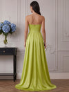 Satin A-Line Strapless Cocktail Dresses with Pleated